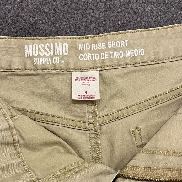 Mossimo | Khaki Womens Distressed Chino Cuffed Mid Rise Cotton Shorts, 4 - Picture 8 of 10